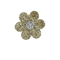 Glitter Flower Clip - Gold